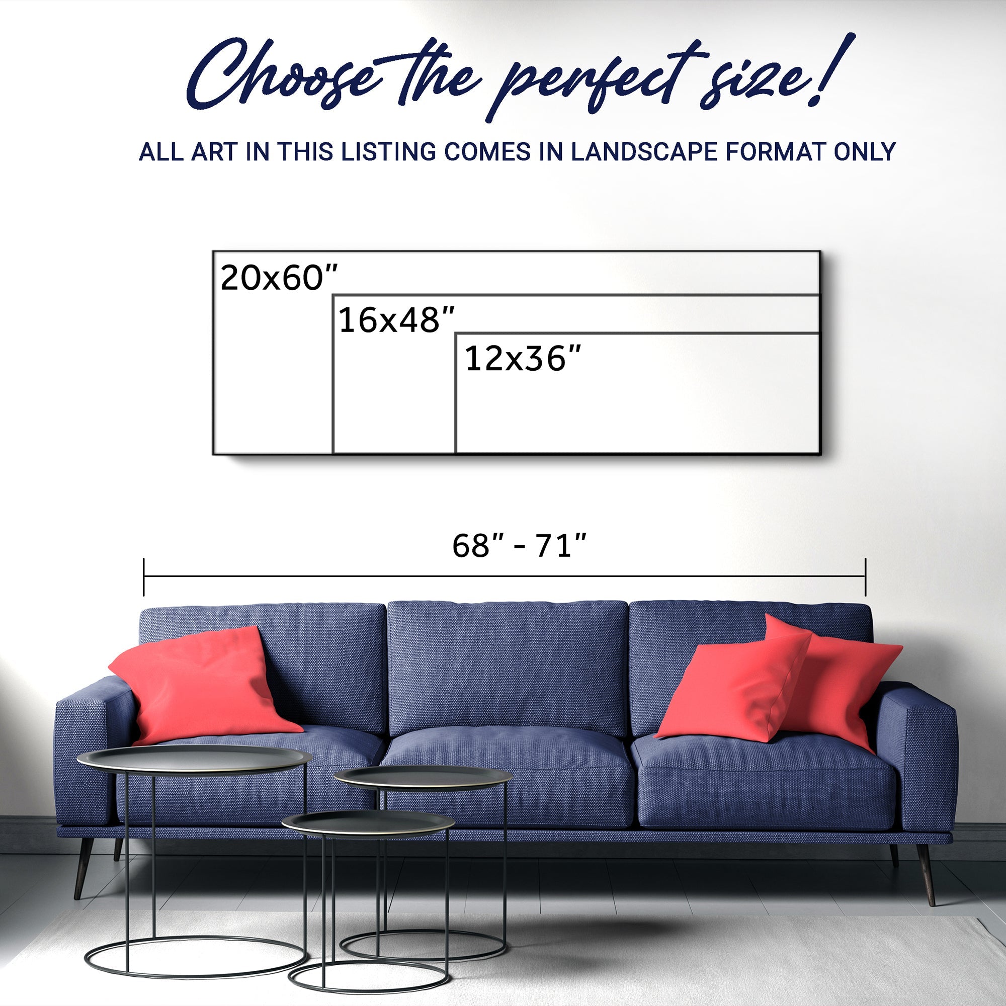 Dimensions of sizes of wall art. 