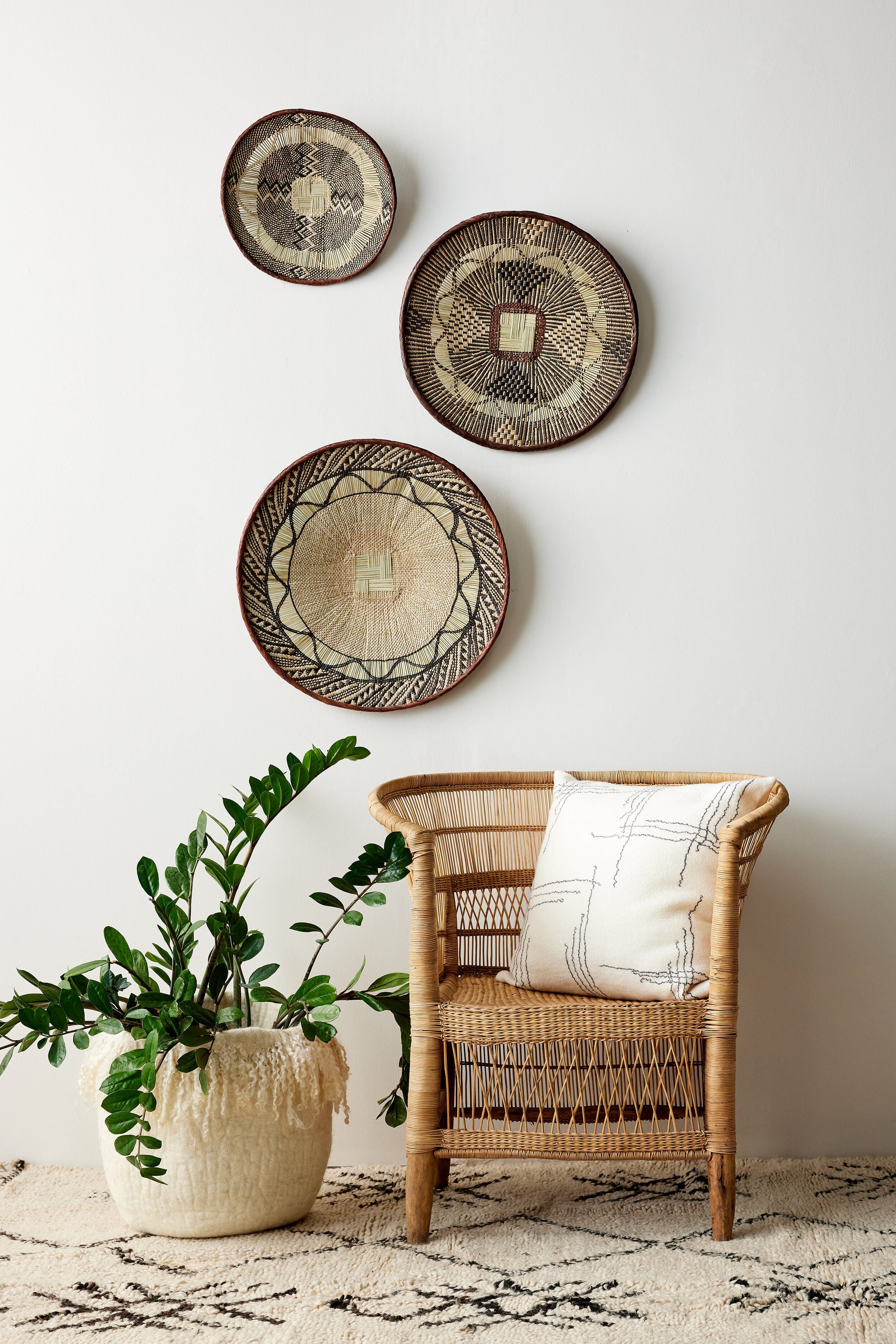 Binga Lace Patterned Basket | Handmade Zimbabwean Wall Basket