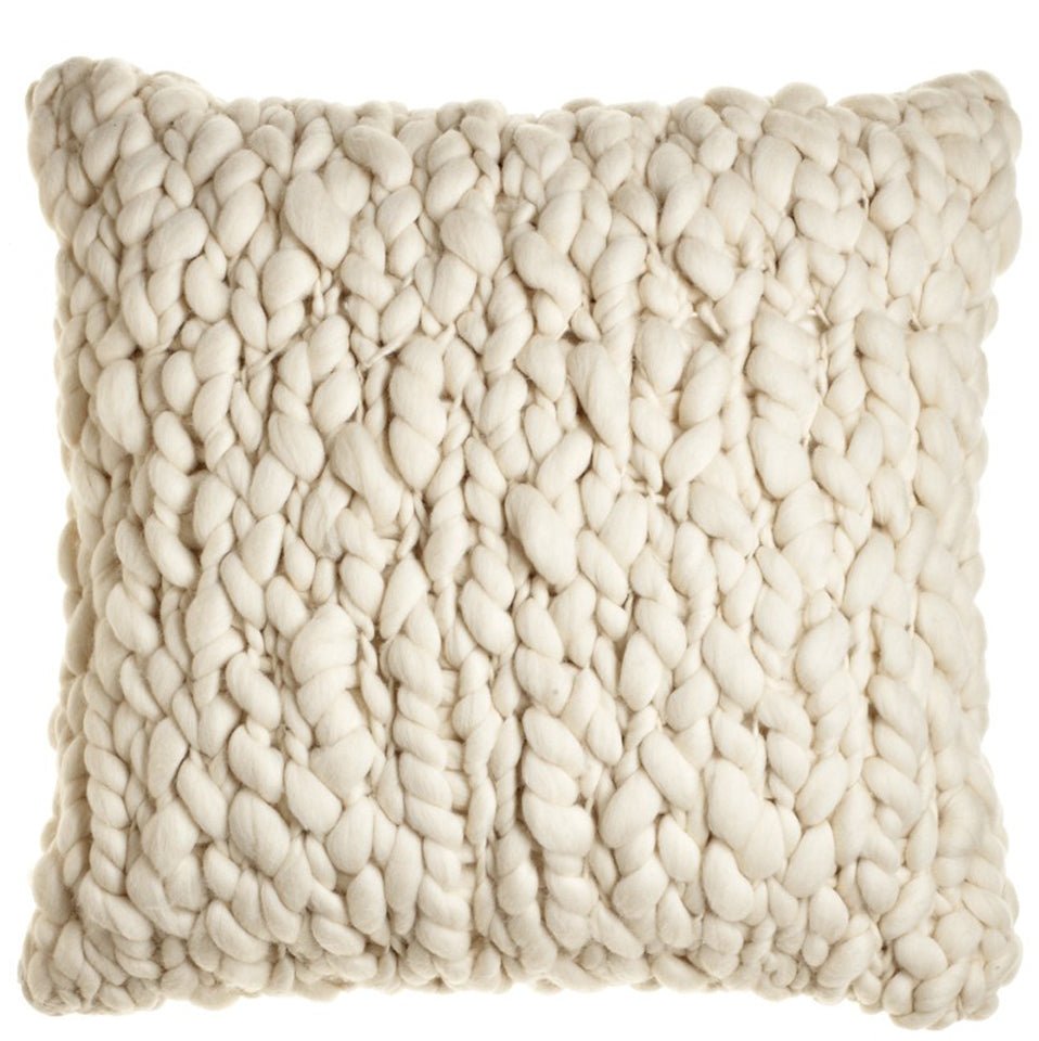 Natural Ivory textured pillow on a white background