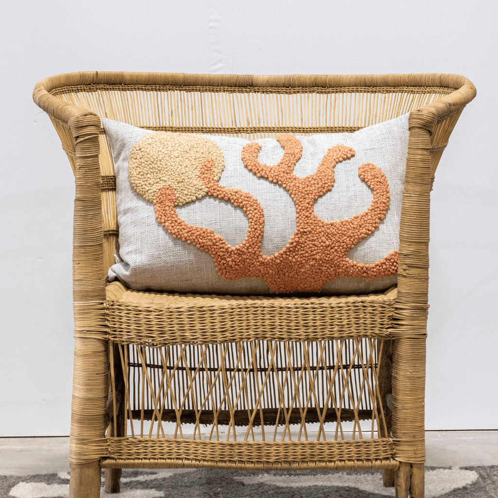 Sea Coral Throw Pillow – Textured Eco-Cotton Accent Pillow with Punch Needle Design